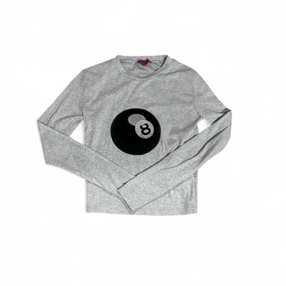 Edikted Gray Long Sleeve Shirt with 8 Ball Graphic